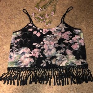 Charlotte Russe Mesh Floral Crop Top Size M